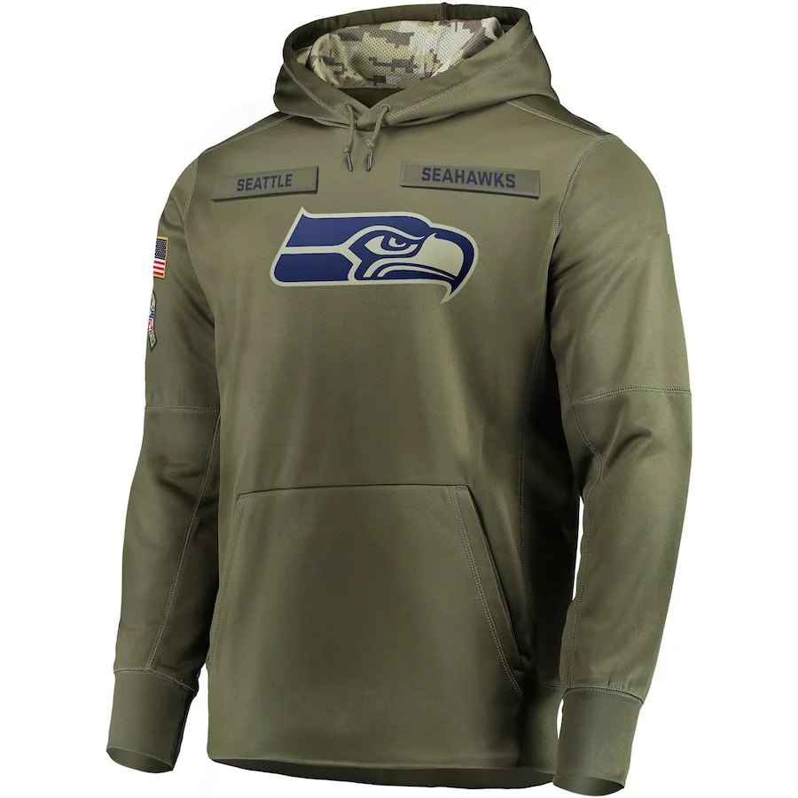 Сиэтл Толстовка Seahawks Салют для обслуживания Sideline Therma представление пуловер