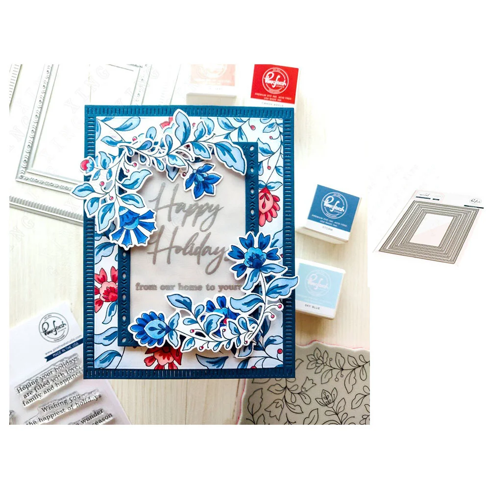 

New Blanket Stitched Rectangle Metal Cutting Dies Scrapbook Diary Decoration Embossing Stencils Diy Greeting Card Gift Handmade