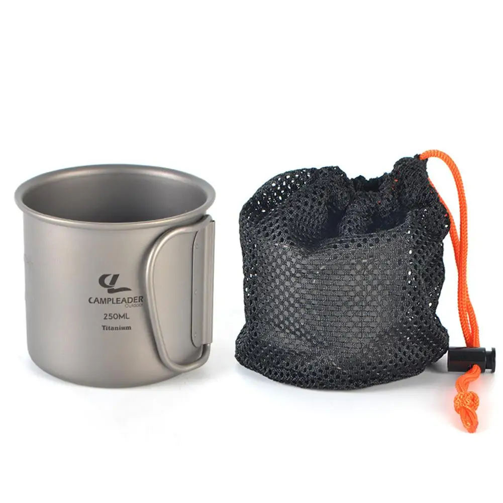Портативная Складная чашка из чистого титана 250 мл 375 сгоревшая вода для кемпинга