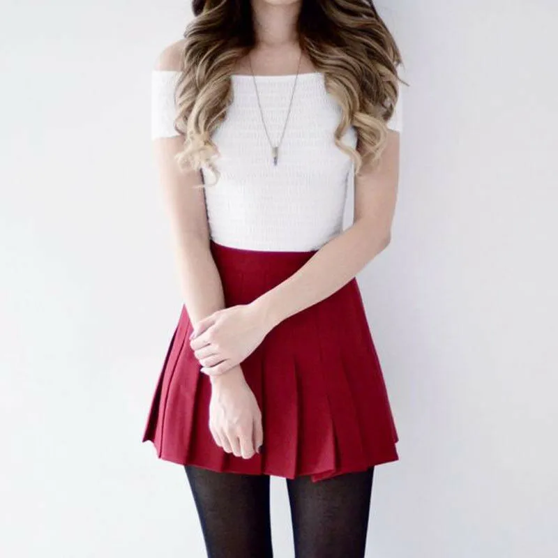 Модная Женская теннисная Сексуальная плиссированная мини-юбка для школьниц