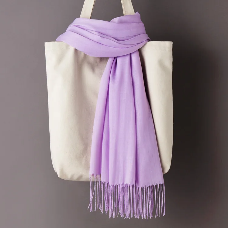 Light purple Scarf Женские однотонные кашемировые шарфы с кисточками, осень, новые мягкие теплые шарфы для девушек и женщин, тонкий длинный шарф, Женская шаль, мужской шарф - Цвет: Light purple Scarf