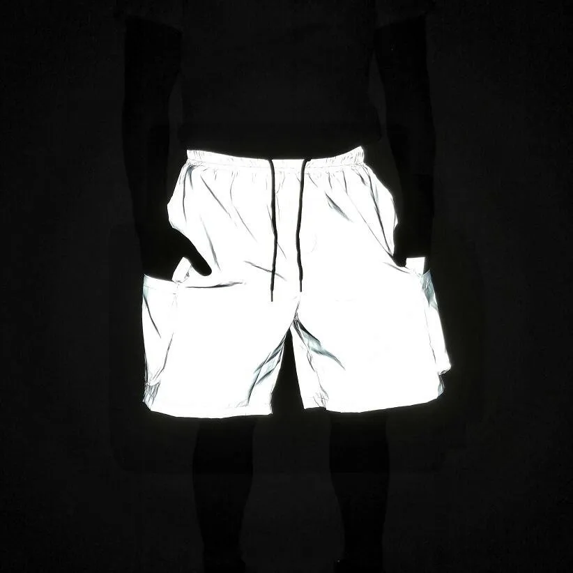 

Cargo shorts men reflect light jogging loose hip hop streetwear reflective hot shorts multi-pocket punk ropa hombre