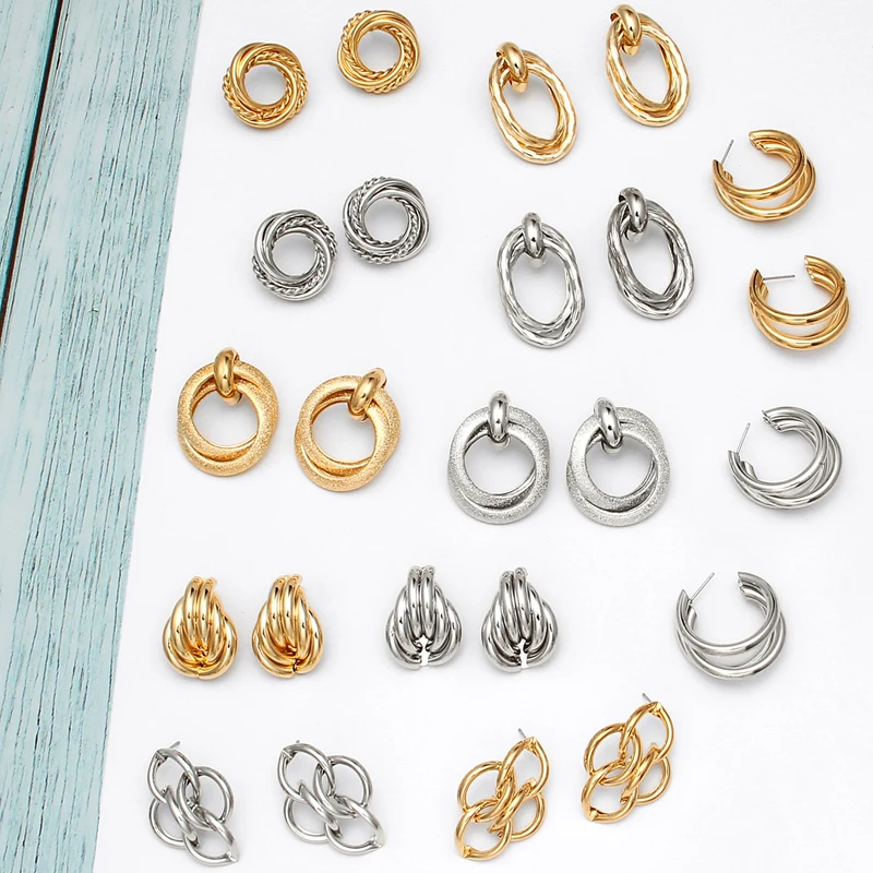 Модные женские серьги подвески Za золотого цвета с металлическими подвесками в