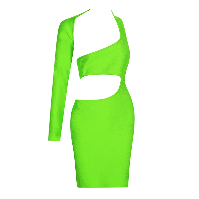 

INDRESSME New Vestidos Women Sexy Halter Irregular Neck One Shoulder Backless Sleeveless Bodycon Hollow Out Party Dress 2020