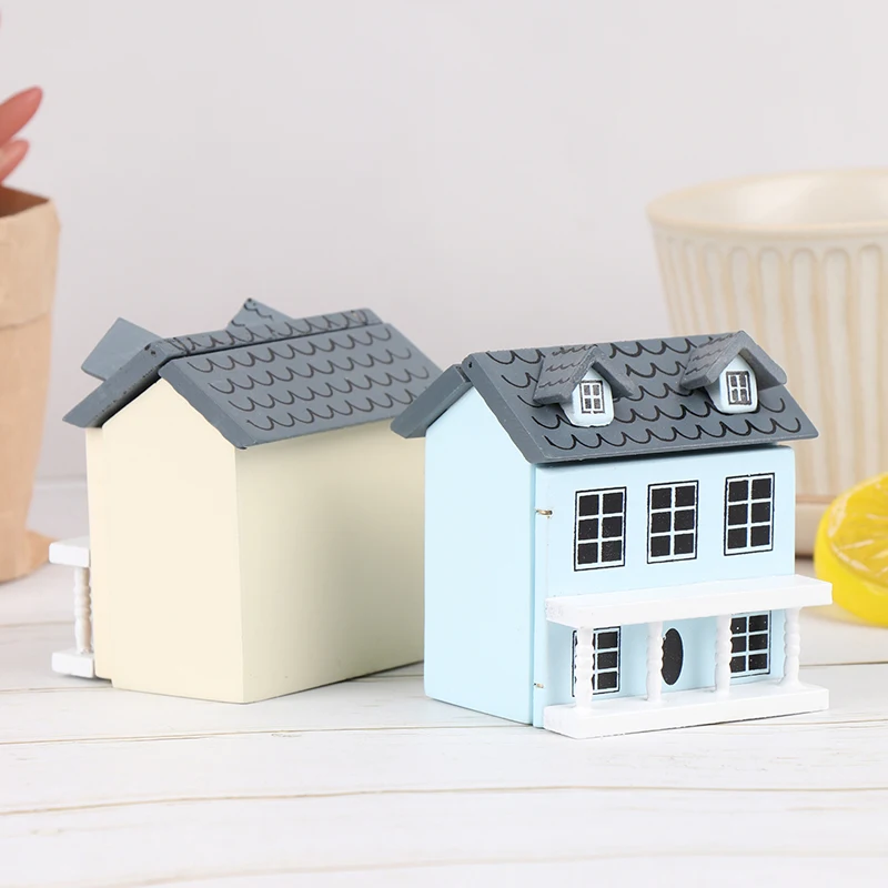 1/12 Миниатюрный Кукольный мини-дом для виллы с подвижной серой крышей Игрушка