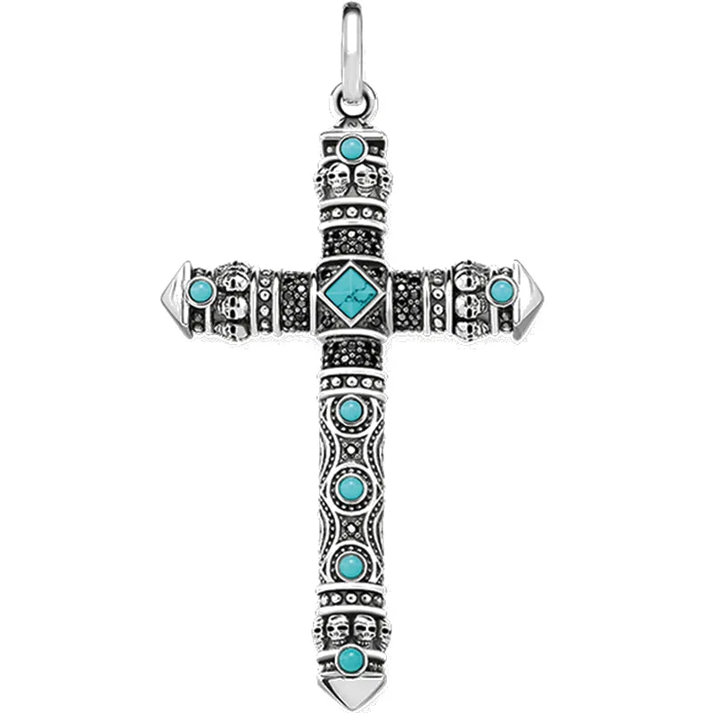 Подвеска Крест синий камень совершенно новые модные ювелирные изделия Прямая