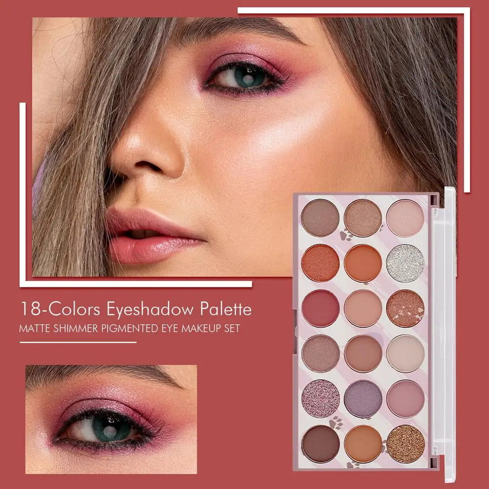 Палитра теней для век Набор макияжа 18 цветов гибкие матовые мерцающие тени