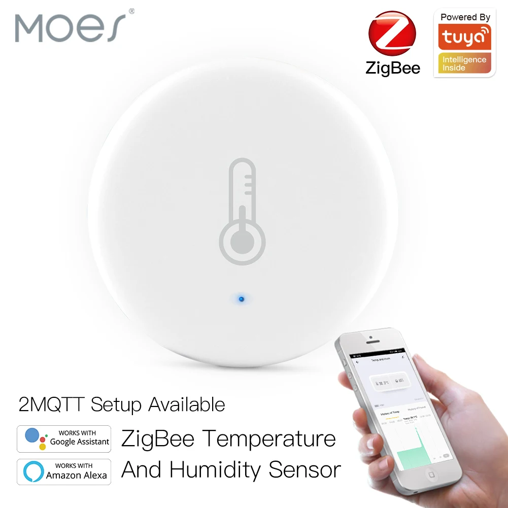 Умный датчик температуры и влажности Moes Tuya Smart ZigBee 3 0 работающий от батареи с