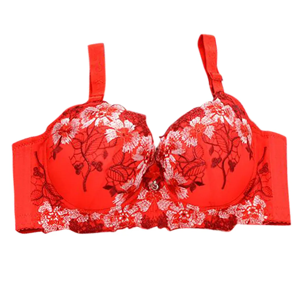 Женские бюстгальтеры большого размера для женщин с вышитым принтом регулируемые