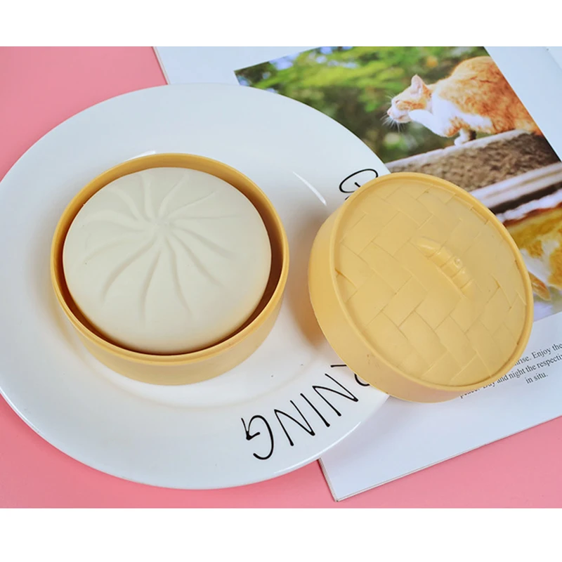

Steamer Of Steamed Simulation Stuffed Bun Toy TPR Stress Reliever Soft Non-Toxic Squishy Bun For Fidget Kid Adult Squeeze Toys