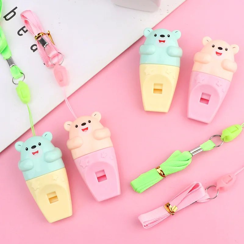 

Creative Cartoon Bear Plastic Whistle Baby Puzzle Playing Musical Instrument Toy Children Small Gift Lovely Hanging Rope