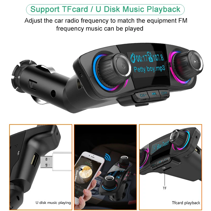 Fm передатчик Aux модулятор аудио Handsfree Bluetooth Автомобильный MP3 плеер с Умной