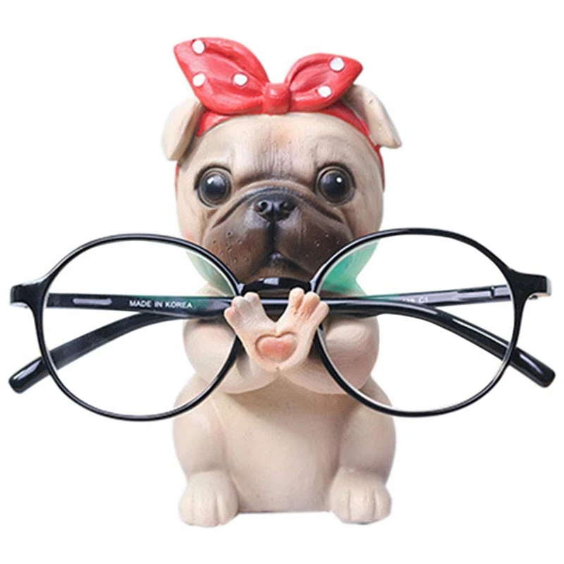 

Puppy Dog Glasses Holder Stand Eyeglass Retainers Sunglasses Display Cute Animal Design Gift (Pug)