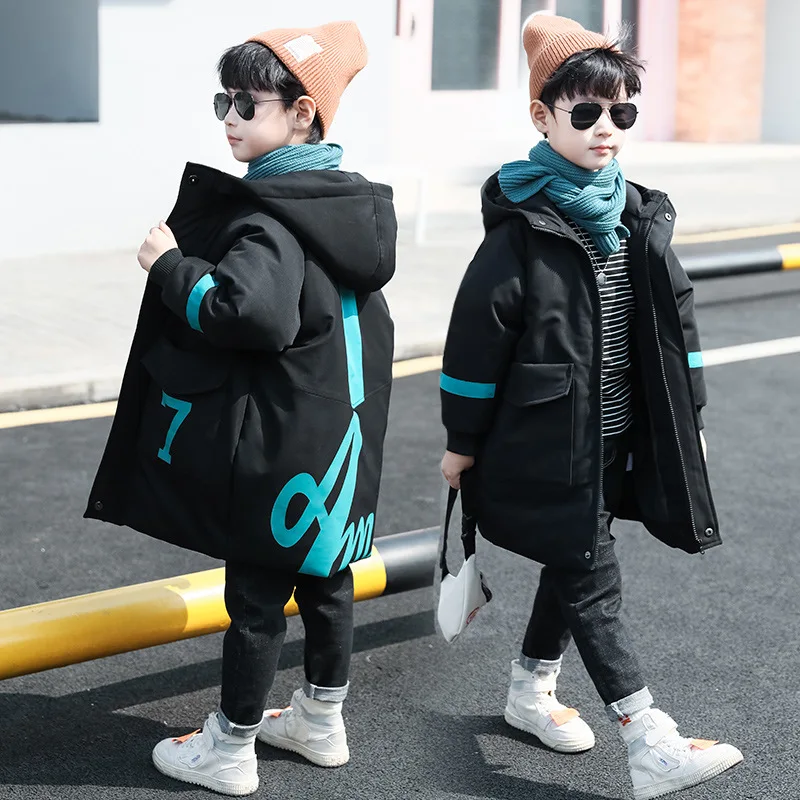

Boys Winter Parkas Down Jacket Teen Warm Coat Outerwear Teenage Outfit Children Kids Fur Coat Children's Medium Large Clothing