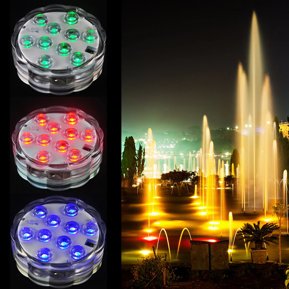 

2pcs Remote Controlled RGB Submersible Light Battery Operated Underwater Night Lamp Outdoor Vase Bowl Garden Party Decoration