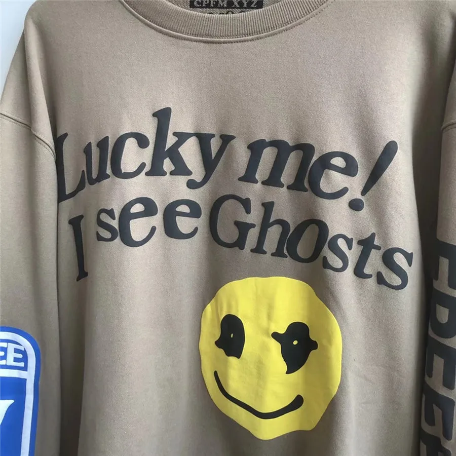 

LUCKY ME Brown I SEE GHOSTS Hoodies camp flog gnaw Print CPFM XYZ KIDS SEE GHOSTS Sweatshirts Kanye West Hoodies Men