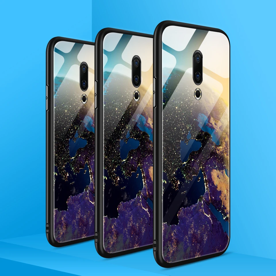 Для Meizu M882Q M892Q M872Q чехол для телефона Meizu M6T звездный узор закаленное стекло Жесткий чехол для Meizu 16Plus 16S 16X TPU оболочка