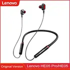 Оригинальные беспроводные наушники Lenovo HE05 Pro, Bluetooth, наушники с шумоподавлением, микрофоном, спортивная водонепроницаемая стереогарнитура с шейным ободом