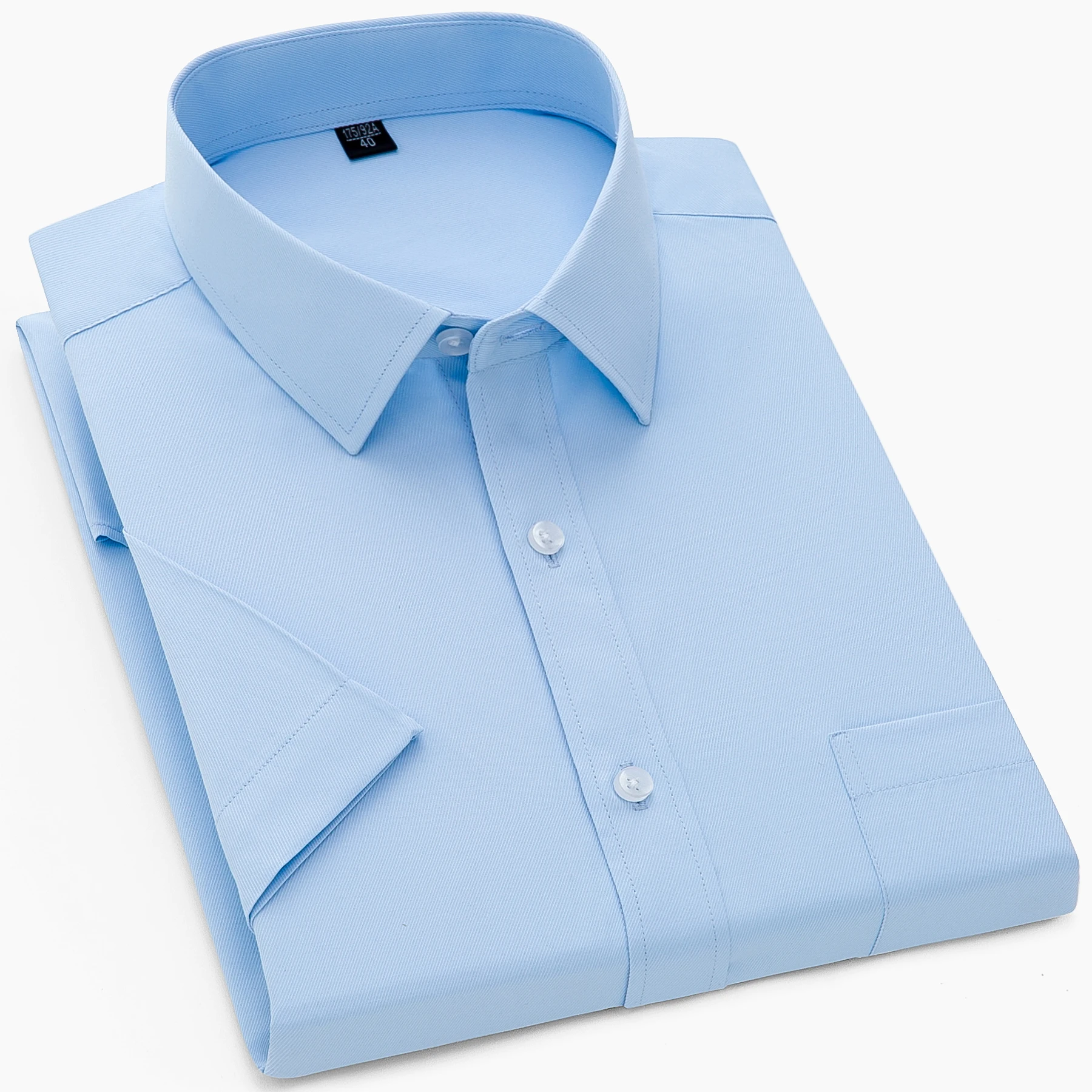 Top Quality Formal Dress Shirts Short Sleeve White Slim Fit Men Business Office Social Wearing