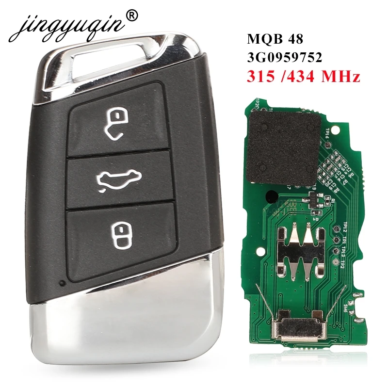 Jingyuqin Smart Remote Key 3 кнопки 315 МГц / 434 FOB для Volkswagen VW Magotan B8 Superb A7 Passat вариант 2015 2019