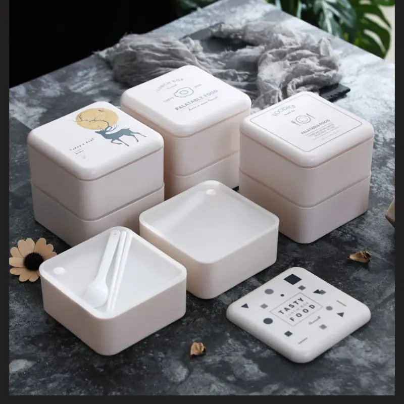 1 шт. Ланч бокс в скандинавском стиле 2 слоя портативная коробка для Бенто