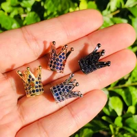 10pcslot blue zircon pave crown spacer beads for women bracelet making men jewelry creation handcraft waist accessory wholesale