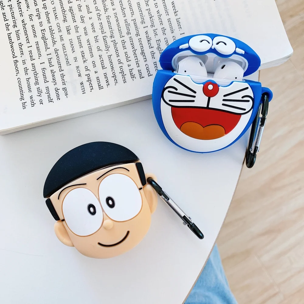 Для AirPods 1 2 Чехол для наушников милый Doraemon вишневые гранулы силиконовый чехол для AirPods гарнитура зарядная коробка чехол s с крючком