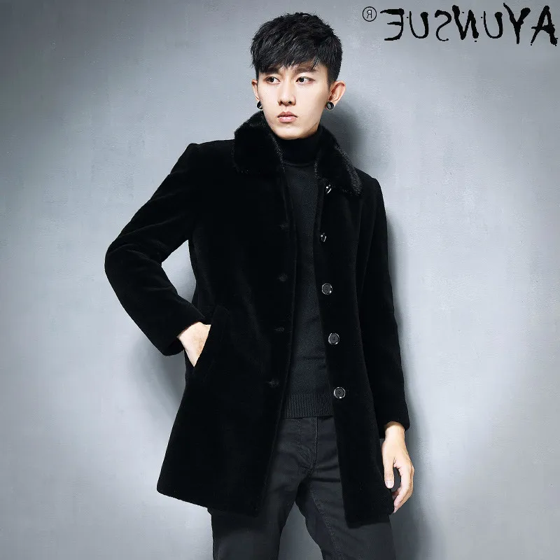 

Neckline fast - real men's mink jacket, winter thick leather jacket, 100%, shearer,