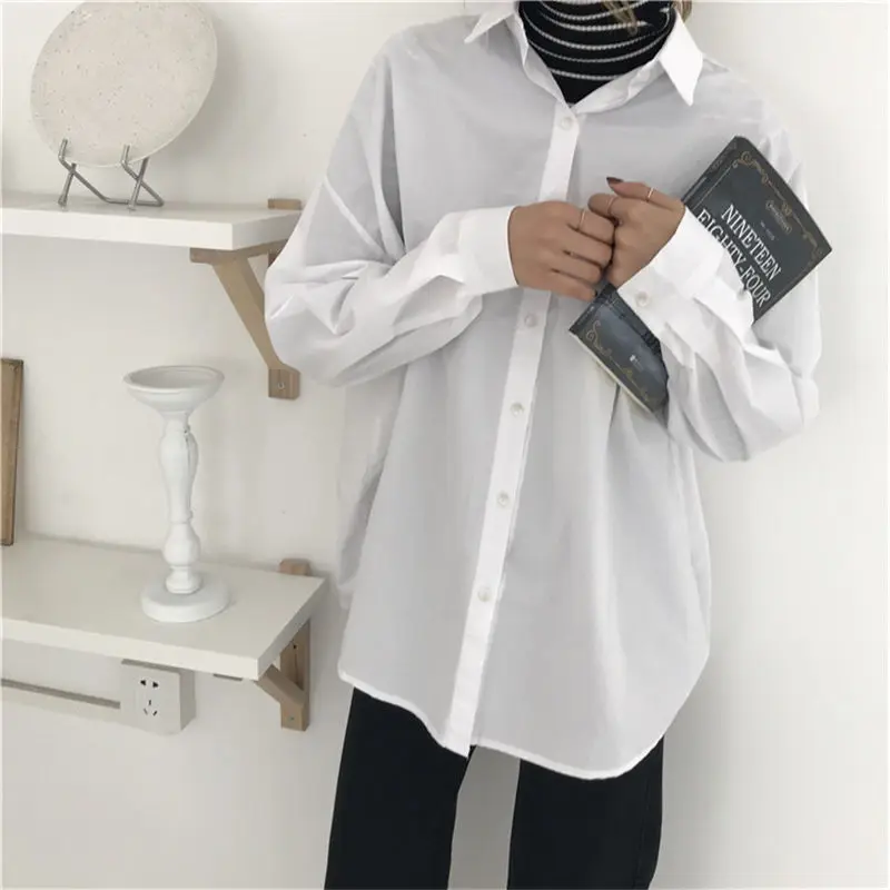 

Women Blouses 2019 Spring Solid Blouse Loose Casual Vacation All-Match Women Tops Shirts Blusas Camisas Mujer 4 Colors