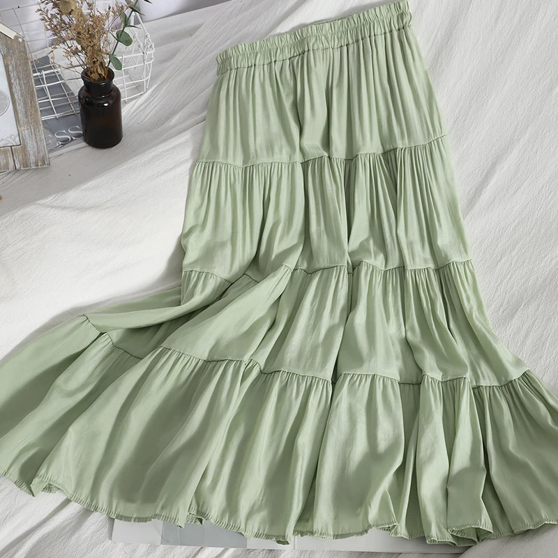 

Cheap wholesale 2021 spring summer autumn new fashion casual sexy women Skirt woman female OL green skirts Vy3879
