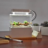 mini plastic fish tank portable desktop aquaponic aquarium betta fish bowl with water filtration led quiet air pump for decor