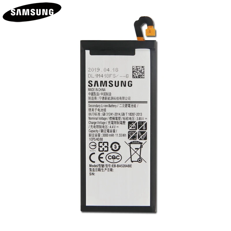 Батарея EB-BA510ABE EB-BA510ABA для samsung Galaxy A5 /A5 // A510F A5100 Аутентичные Батарея 2900 мА-ч
