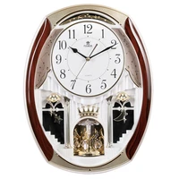 luxury 3d wall clock gold retro clock wall silent large watches living room decoration creative music time reporting pendulum
