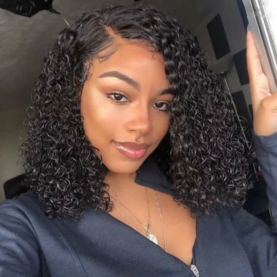 Бразильский парик с кучеряшками Кудрявые Парики из натуральных волос короткий |