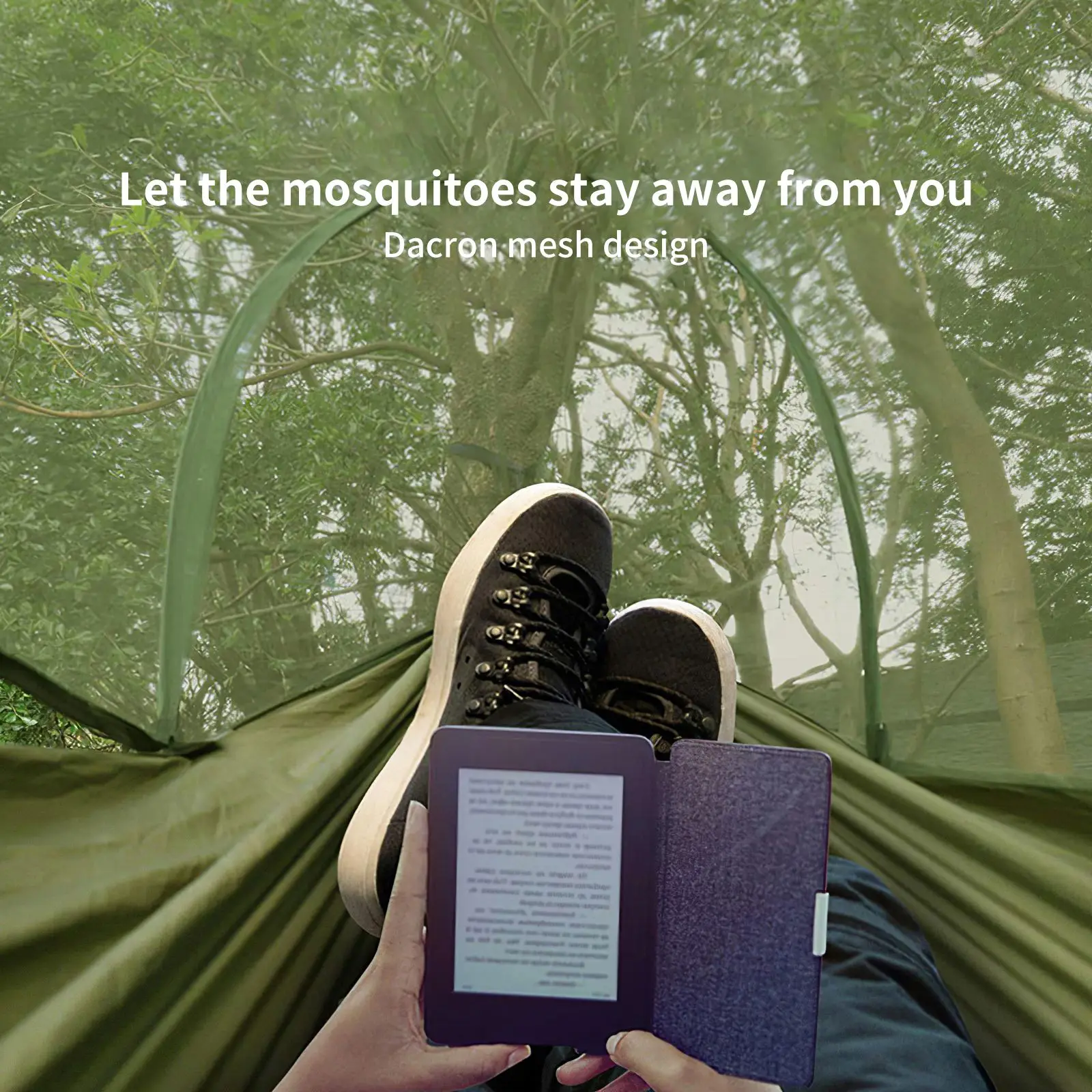 

Outdoor Camping Hammock With Mosquito Net 1-2 Person Portable High Strength Parachute Fabric Hanging Bed Hunting Sleeping Swing