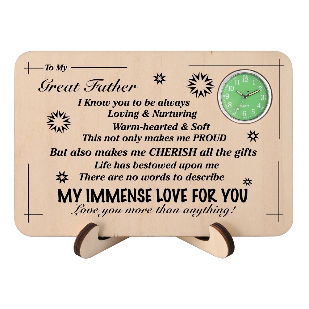 Деревянные часы моему отцу прямоугольные настольные с изображением