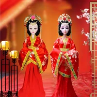 16 scale 30cm ancient costume long hair chinese bride fairy dress barbi hanfu doll 12 or 20 joints body model girl toys gift