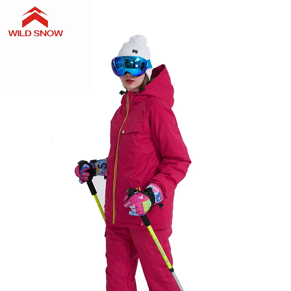 

Высококачественный зимний лыжный костюм WILD SNOW, Женский комплект лыжной куртки и брюк, теплые водонепроницаемые ветрозащитные костюмы для к...