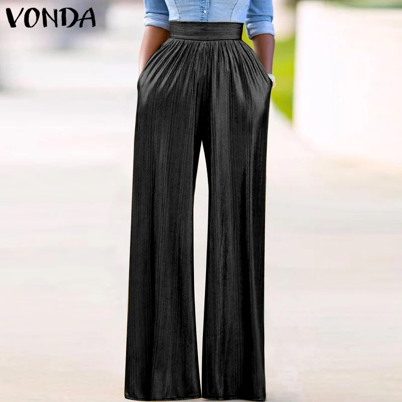 2022 модные длинные брюки VONDA на молнии палаццо осенние женские повседневные