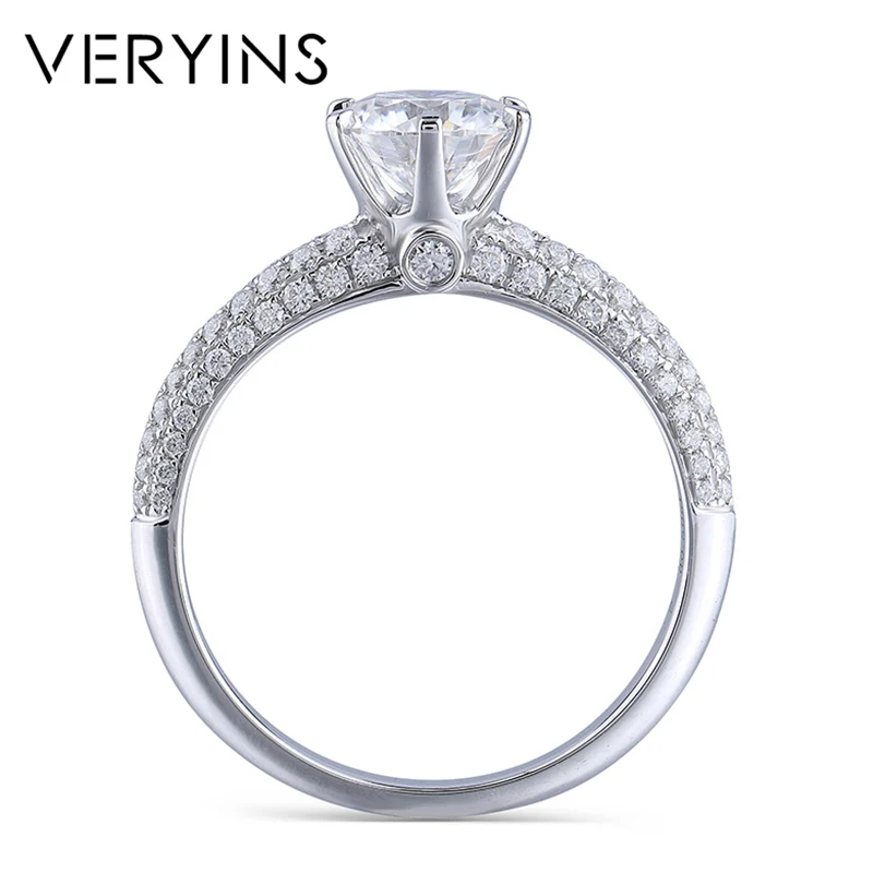 Женское Обручальное Кольцо Moissanite цельное кольцо из белого золота 18 К 14 к с тремя