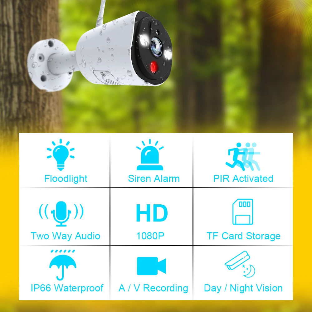 Ip камера с сигнализацией 1080 p Wi Fi белая светодиодная сирена прожектором