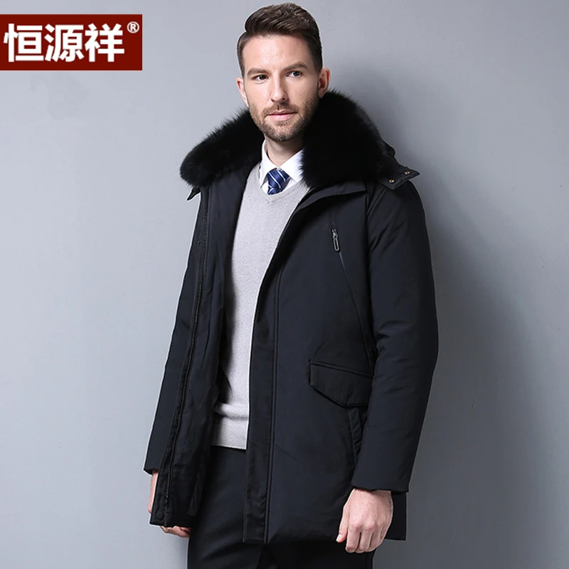 Middle-Aged and Elderly down Jacket Men's Thick Mid-Length Cold Protective Clothing Middle-Aged Father Winter Large Size Coat