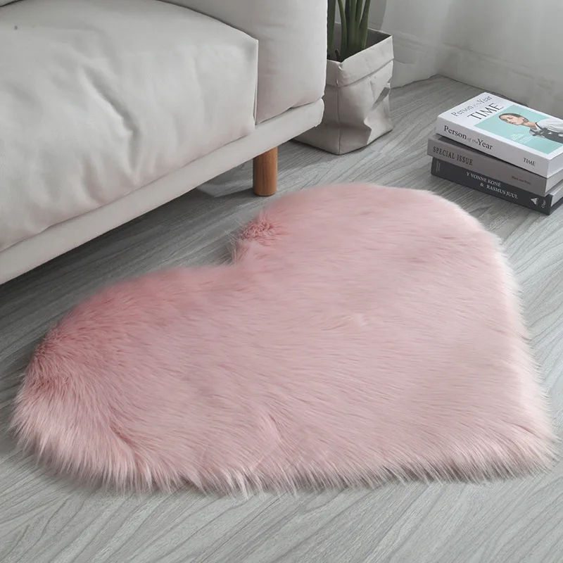 pink AAG, длинный ворсистый ковер с сердечками, ковер для дома, спальни, коврик для пола, пушистый коврик для гостиной, ванной комнаты, нескользящий коврик для стула, мягкий коврик 30*40 - Цвет: pink