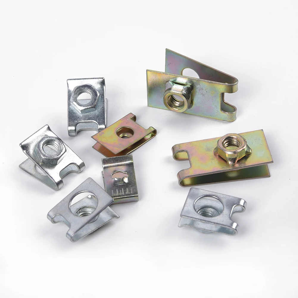 100 шт авто крепежа кузова дверь Панель планки под винт U Тип зажимы для прокладок