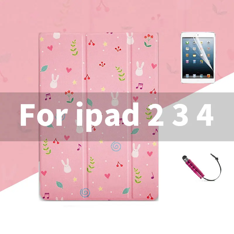 Мультяшный романтичный розовый чехол-Кролик для ipad 2 018 9,7 air 1 2 кожаный чехол для ipad 2 Mini 1 2 3 милый умный чехол-подставка чехол s - Цвет: For ipad 2 3 4