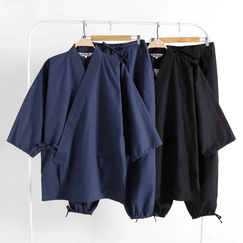 Пижама-кимоно Jinbei мужская из 100% хлопка юката Самурай ниндзя монахи одежда для