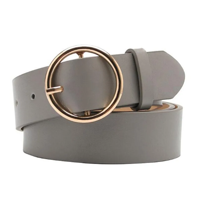 

Newest PU Waistband Women Wild Belts Round Metal Buckle Green 3.3cm*105cm Wide Female Band Ladies