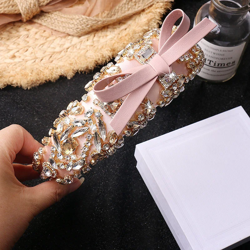 Luxury Full Diamond Baroque Headbands Crystal Rhinestones Personality Party Show Dance Crown Bowknot Turban Headdress Headwear