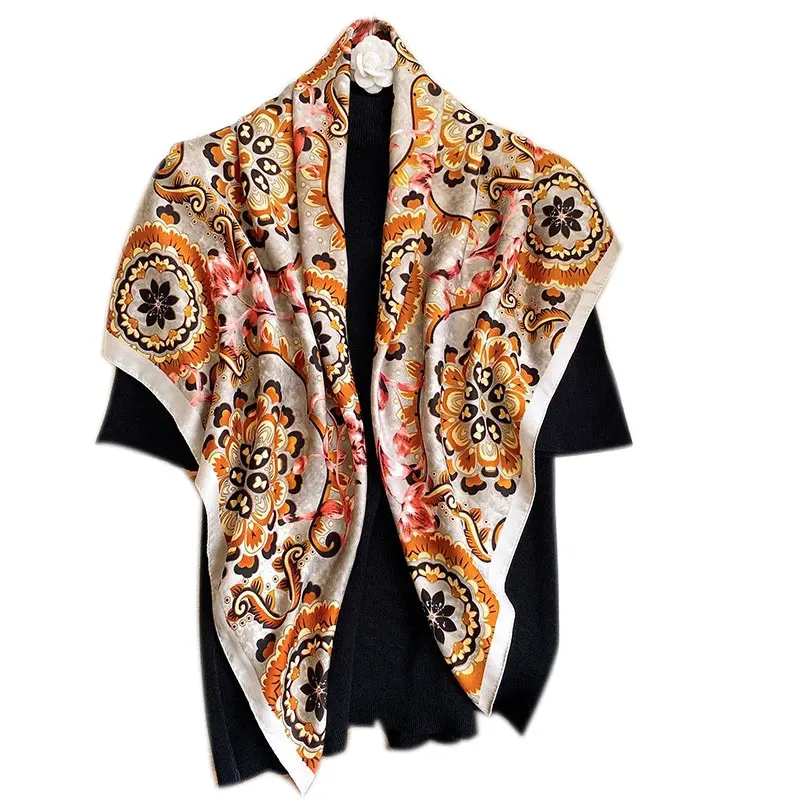 

2021 Square Silk Scarf for Women Kerchief Female Muslim Head Scarves Shwal Wrap Bandana Suit Spring Summer Big Hijab Foulard