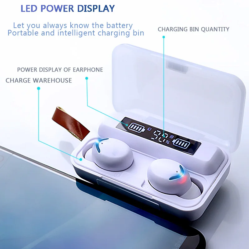 

9D Stereo TWS Headset Waterproof Wireless Headphoness In-ear Earbuds 5.0Bluetooth Headphones With Microphone Sports Earphones